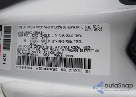 2023 Toyota Tacoma Sr from USA, damaged, VIN 3TYRX5GN8PT086994